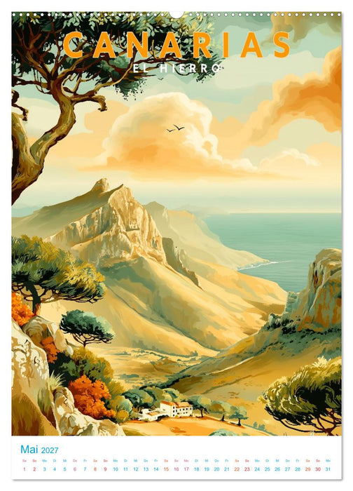 Kanarische Inseln - Old School Poster Style (CALVENDO Premium Wandkalender 2027)