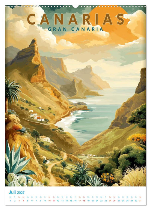 Kanarische Inseln - Old School Poster Style (CALVENDO Premium Wandkalender 2027)