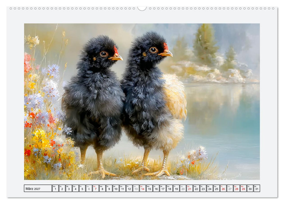 Hühner und Küken. Fluffige Freunde (CALVENDO Premium Wandkalender 2027)