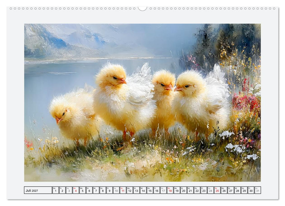Hühner und Küken. Fluffige Freunde (CALVENDO Premium Wandkalender 2027)