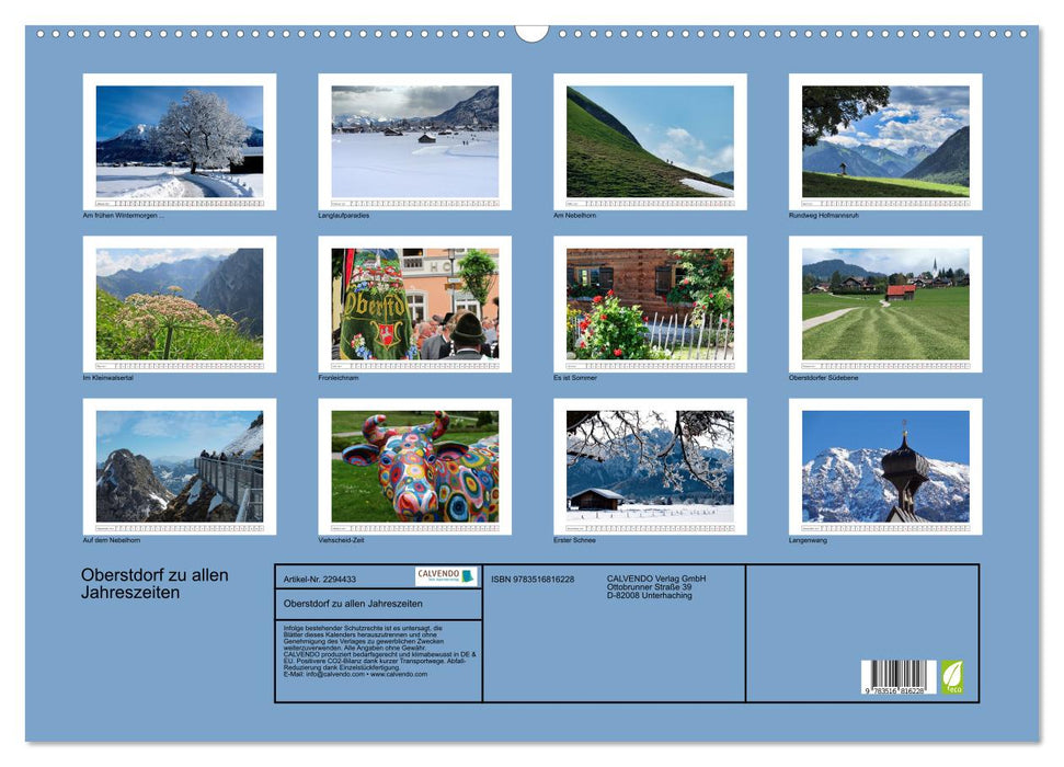 Oberstdorf zu allen Jahreszeiten (CALVENDO Wandkalender 2027)