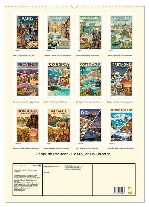 Sehnsucht Frankreich - Die Mid-Century Collection (CALVENDO Wandkalender 2027)