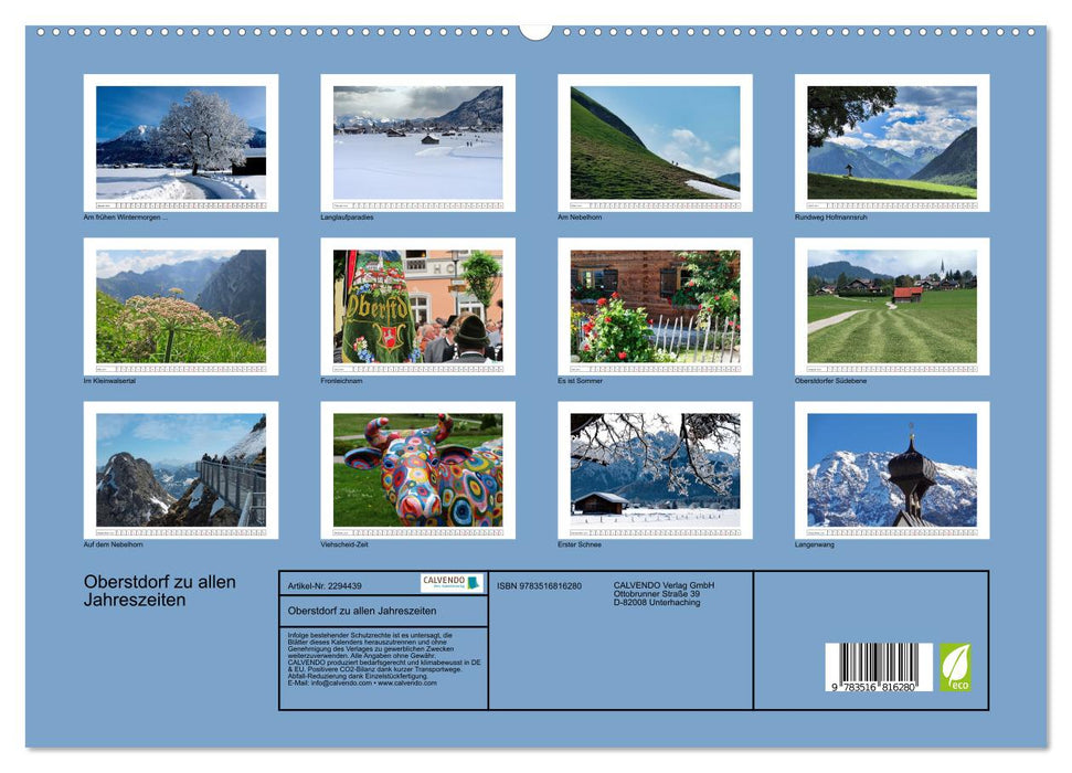 Oberstdorf zu allen Jahreszeiten (CALVENDO Premium Wandkalender 2027)