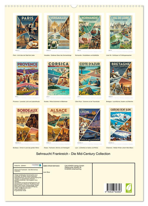 Sehnsucht Frankreich - Die Mid-Century Collection (CALVENDO Premium Wandkalender 2027)