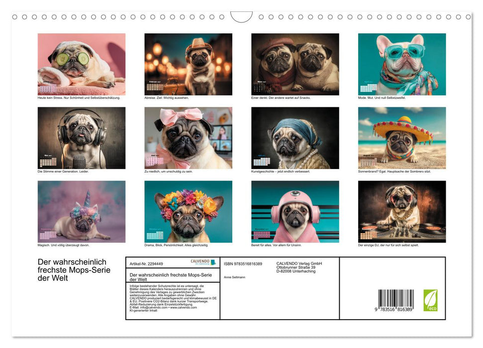 Der wahrscheinlich frechste Mops-Serie der Welt (CALVENDO Wandkalender 2027)