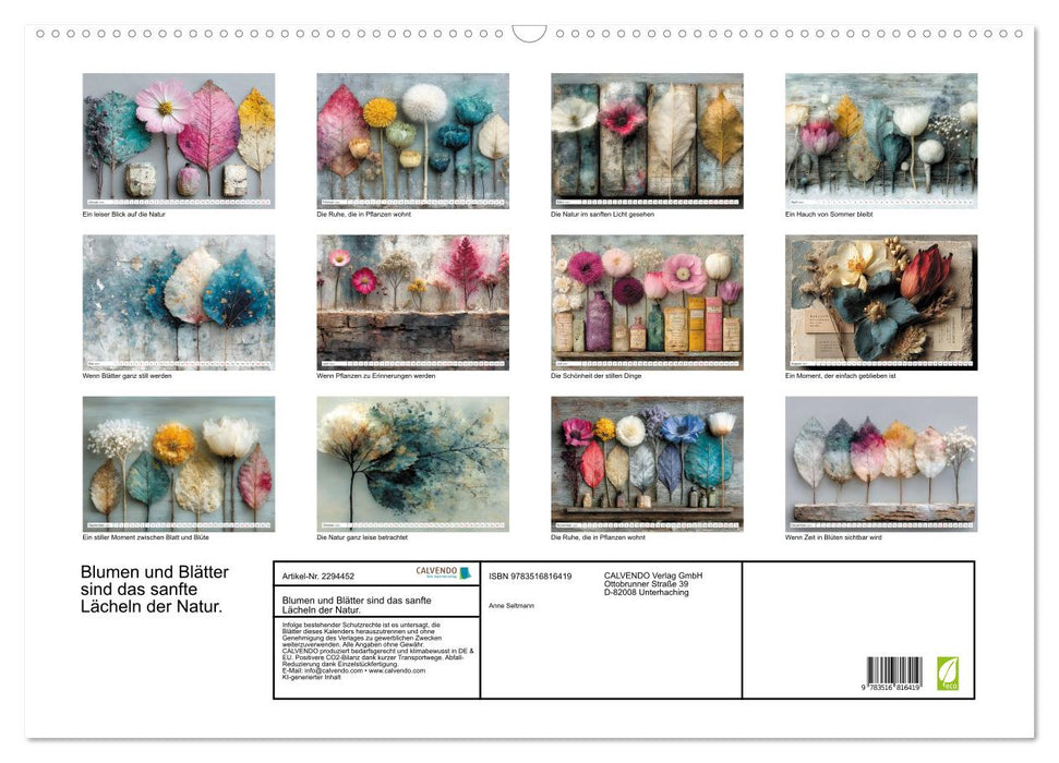 Blumen und Blätter sind das sanfte Lächeln der Natur. (CALVENDO Wandkalender 2027)