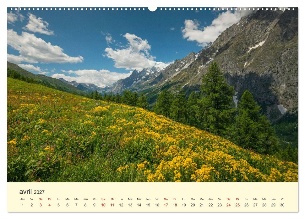 Montagnes, lacs et chalets dans la vallée d'Aoste (CALVENDO Calendrier mensuel 2027)
