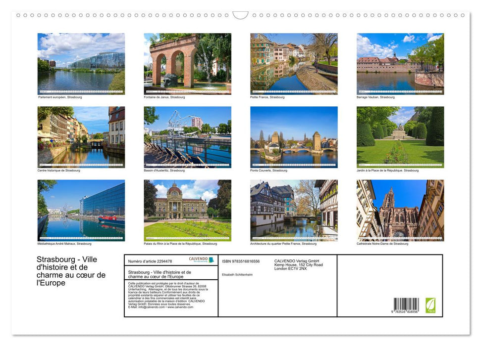 Strasbourg - Ville d'histoire et de charme au cœur de l'Europe (CALVENDO Calendrier mensuel 2027)
