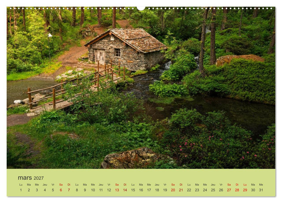 Montagnes, lacs et chalets dans la vallée d'Aoste (CALVENDO Calendrier supérieur 2027)