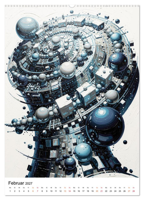 Abstracts - Fragmente der Zeit - Auf der Suche nach Menschlichkeit im Datenstrom (CALVENDO Wandkalender 2027)