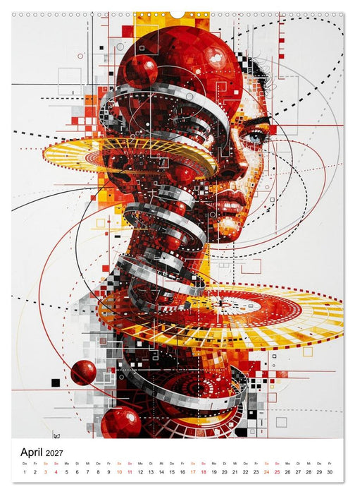 Abstracts - Fragmente der Zeit - Auf der Suche nach Menschlichkeit im Datenstrom (CALVENDO Wandkalender 2027)