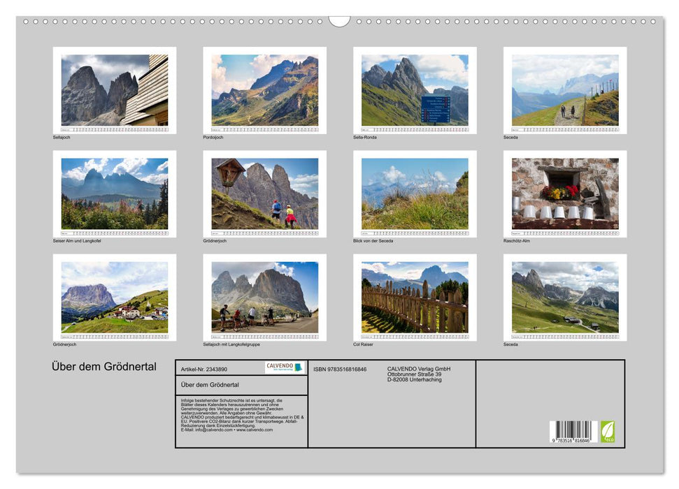 Über dem Grödnertal (CALVENDO Wandkalender 2027)