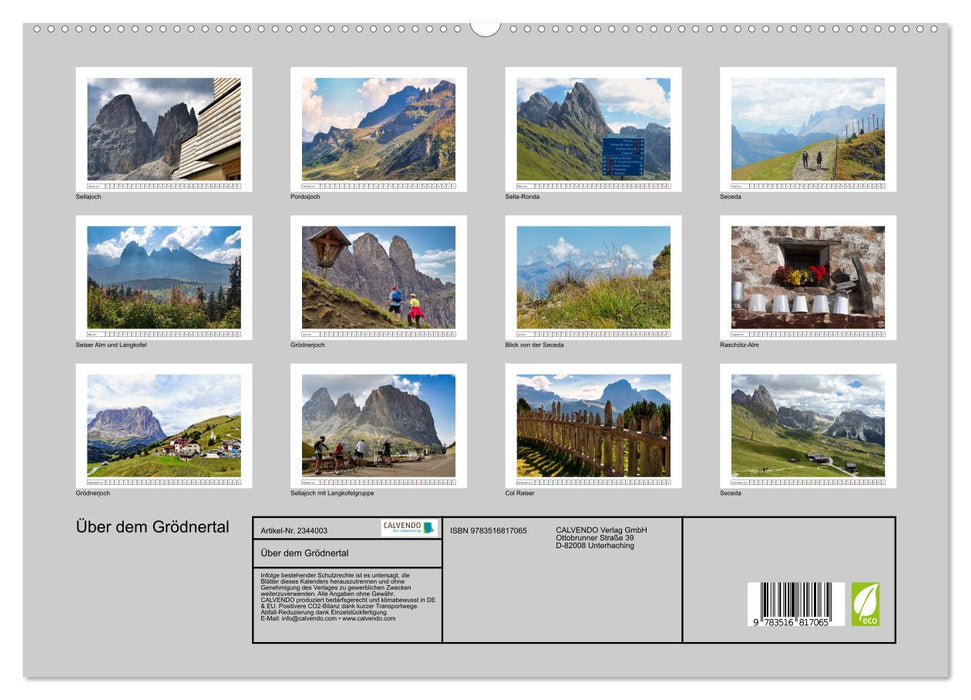 Über dem Grödnertal (CALVENDO Premium Wandkalender 2027)