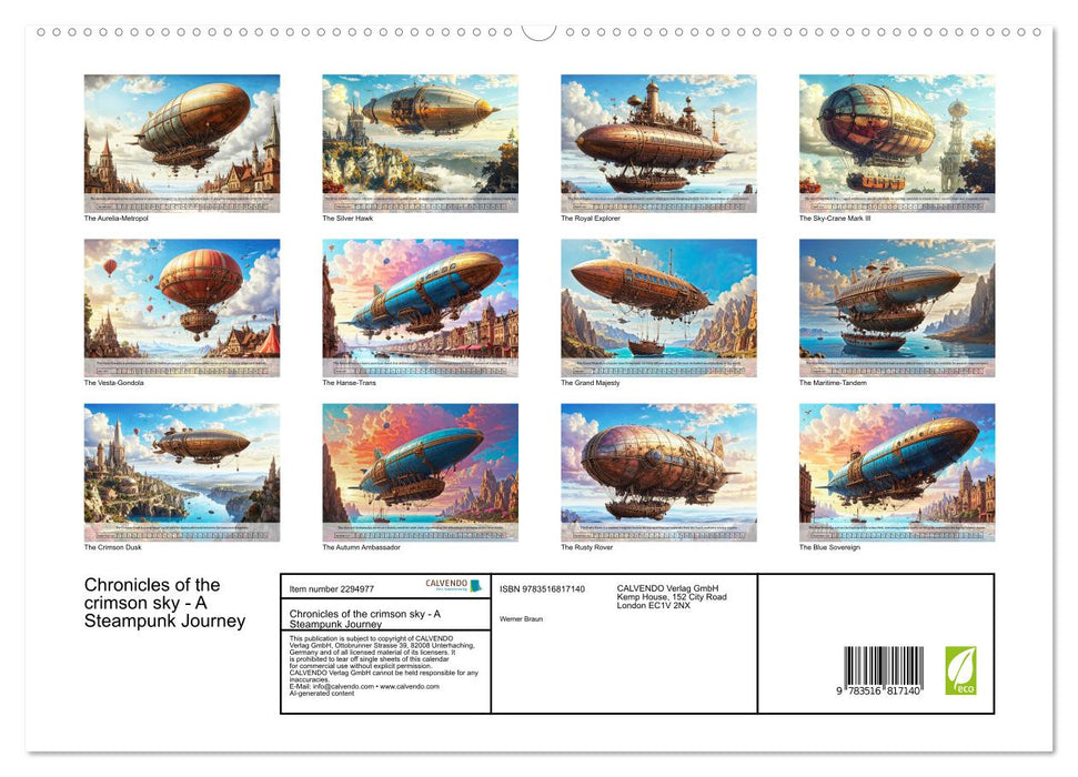 Chronicles of the crimson sky - A Steampunk Journey (CALVENDO Premium-Calendar 2027)
