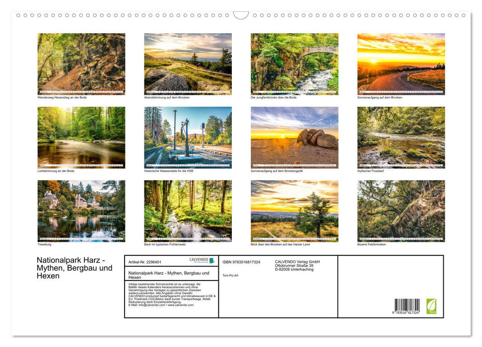 Nationalpark Harz - Mythen, Bergbau und Hexen (CALVENDO Wandkalender 2027)
