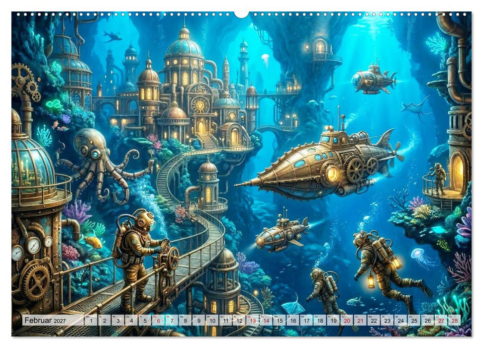 Steampunkwelten - Das Herz der Zeit (CALVENDO Premium Wandkalender 2027)