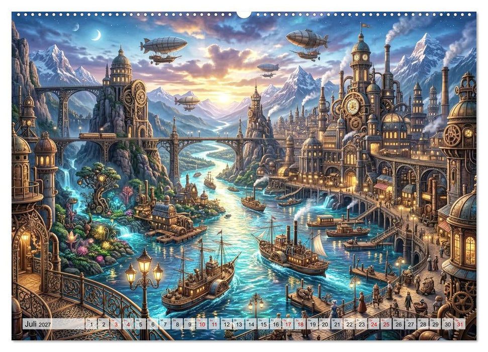 Steampunkwelten - Das Herz der Zeit (CALVENDO Premium Wandkalender 2027)