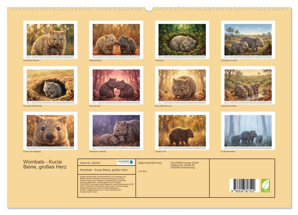 Wombats - Kurze Beine, großes Herz (CALVENDO Premium Wandkalender 2027)
