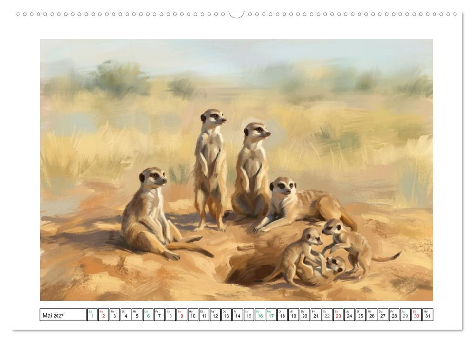 Erdmännchen - Ein Tag vor dem Bau (CALVENDO Wandkalender 2027)