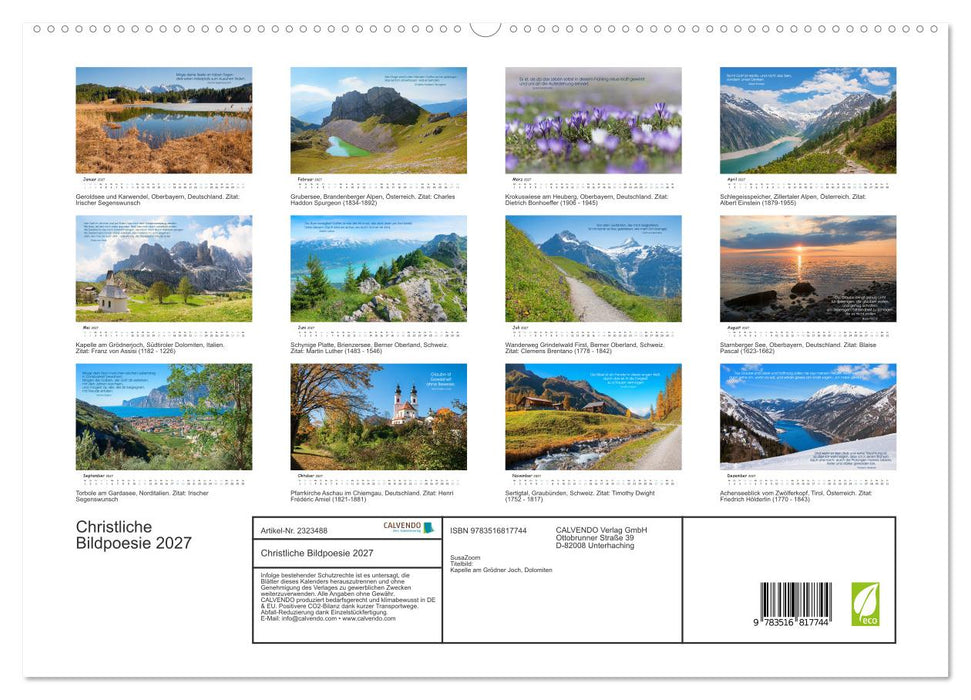 Christliche Bildpoesie 2027 (CALVENDO Premium Wandkalender 2027)