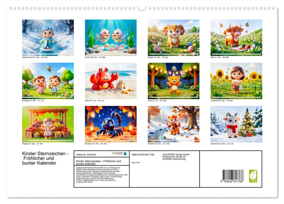 Kinder‑Sternzeichen - Fröhlicher und bunter Kalender (CALVENDO Premium Wandkalender 2027)