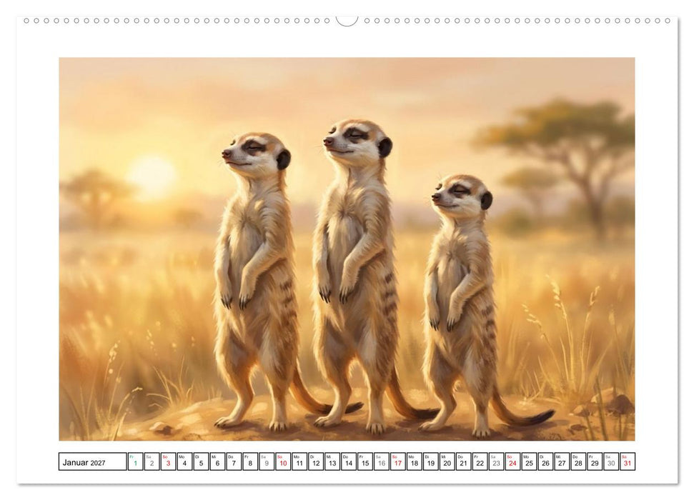 Erdmännchen - Ein Tag vor dem Bau (CALVENDO Premium Wandkalender 2027)