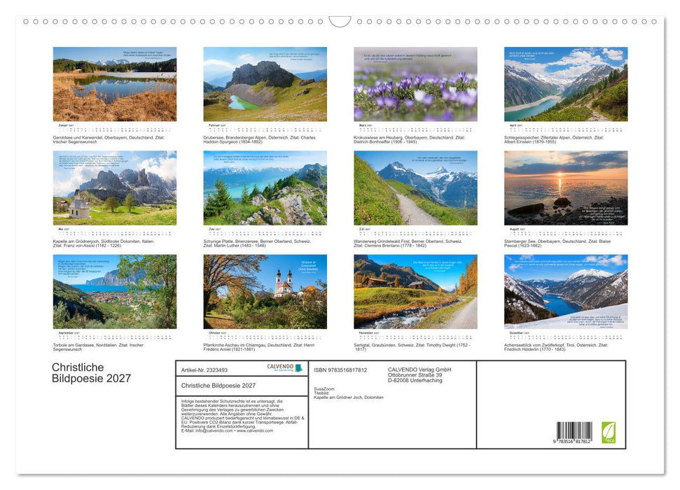 Christliche Bildpoesie 2027 (CALVENDO Wandkalender 2027)