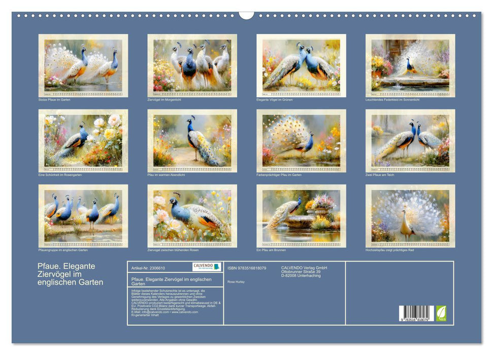 Pfaue. Elegante Ziervögel im englischen Garten (CALVENDO Wandkalender 2027)