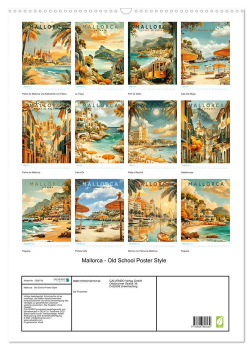 Mallorca - Old School Poster Style (CALVENDO Wandkalender 2027)