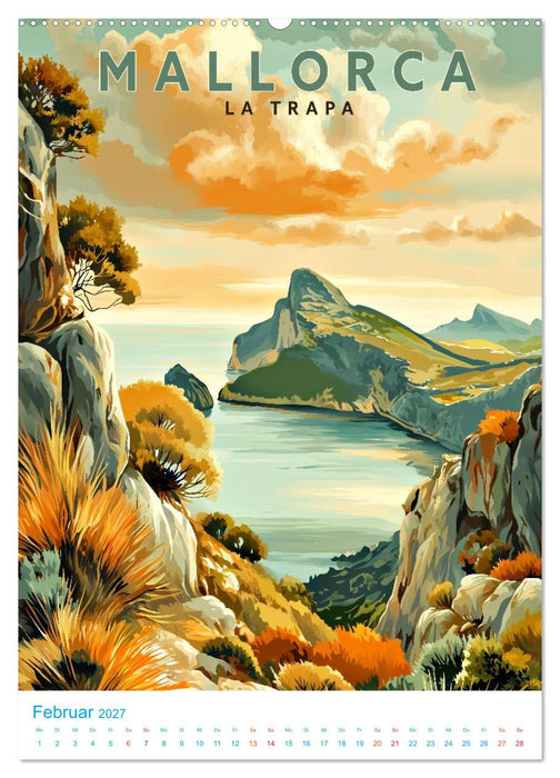 Mallorca - Old School Poster Style (CALVENDO Wandkalender 2027)