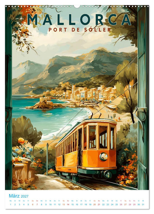 Mallorca - Old School Poster Style (CALVENDO Wandkalender 2027)