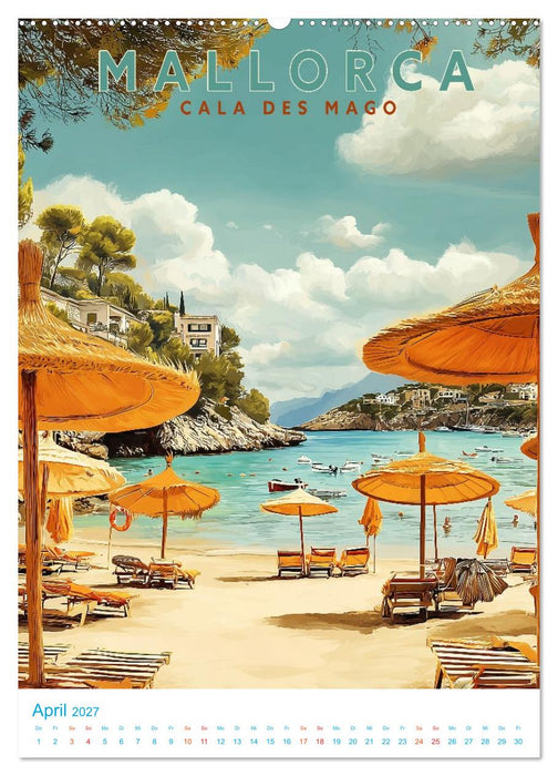 Mallorca - Old School Poster Style (CALVENDO Wandkalender 2027)
