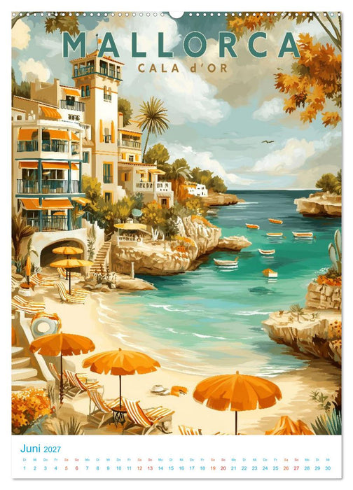 Mallorca - Old School Poster Style (CALVENDO Wandkalender 2027)
