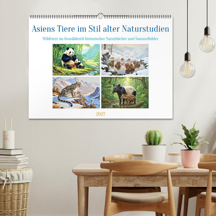 Asiens Tiere im Stil alter Naturstudien (CALVENDO Wandkalender 2027)