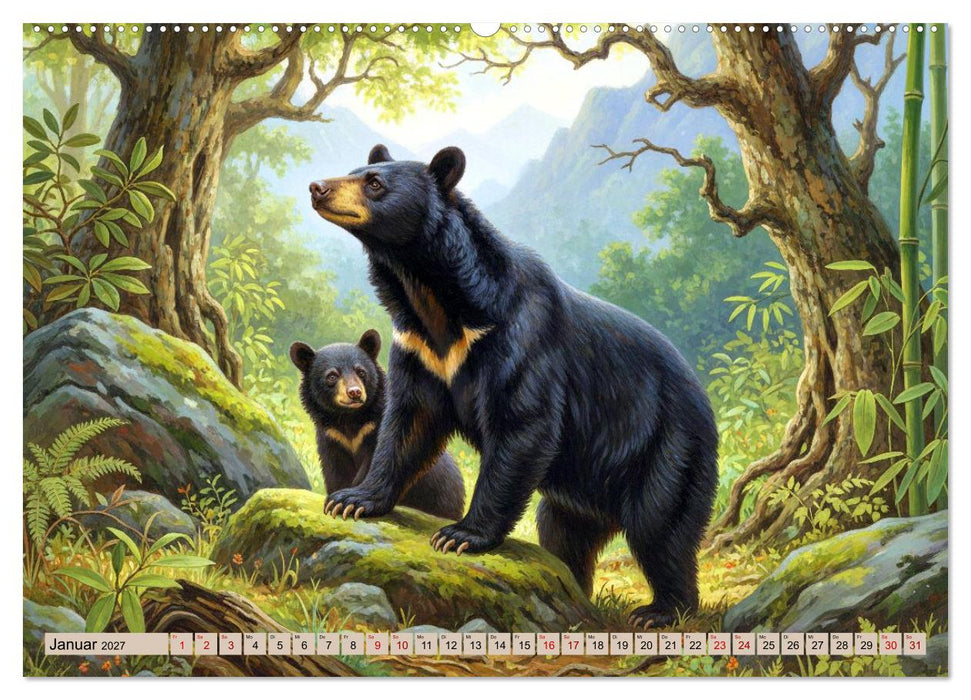Asiens Tiere im Stil alter Naturstudien (CALVENDO Wandkalender 2027)