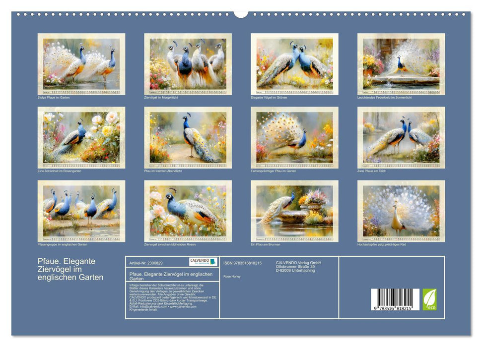 Pfaue. Elegante Ziervögel im englischen Garten (CALVENDO Premium Wandkalender 2027)