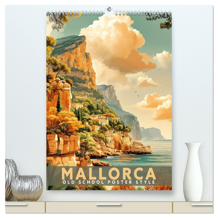 Mallorca - Old School Poster Style (CALVENDO Premium Wandkalender 2027)