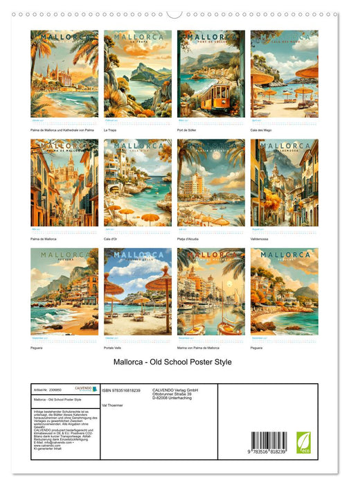 Mallorca - Old School Poster Style (CALVENDO Premium Wandkalender 2027)