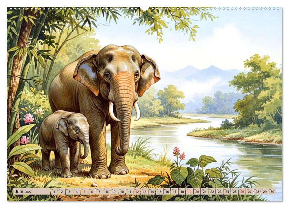 Asiens Tiere im Stil alter Naturstudien (CALVENDO Premium Wandkalender 2027)