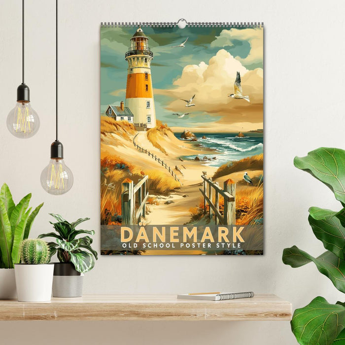 Dänemark - Old School Poster Style (CALVENDO Wandkalender 2027)