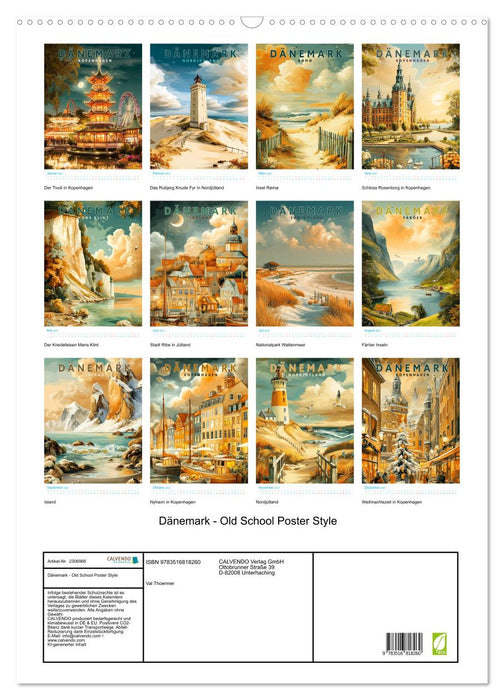 Dänemark - Old School Poster Style (CALVENDO Wandkalender 2027)