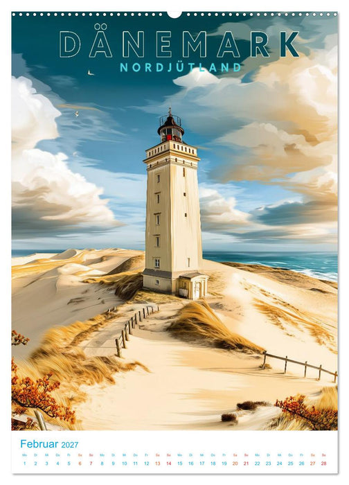 Dänemark - Old School Poster Style (CALVENDO Wandkalender 2027)