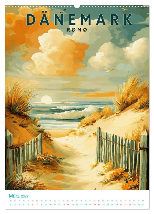 Dänemark - Old School Poster Style (CALVENDO Wandkalender 2027)