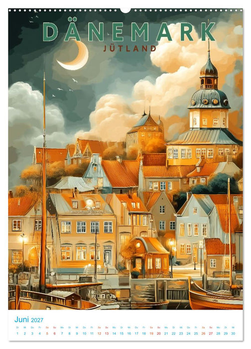 Dänemark - Old School Poster Style (CALVENDO Wandkalender 2027)