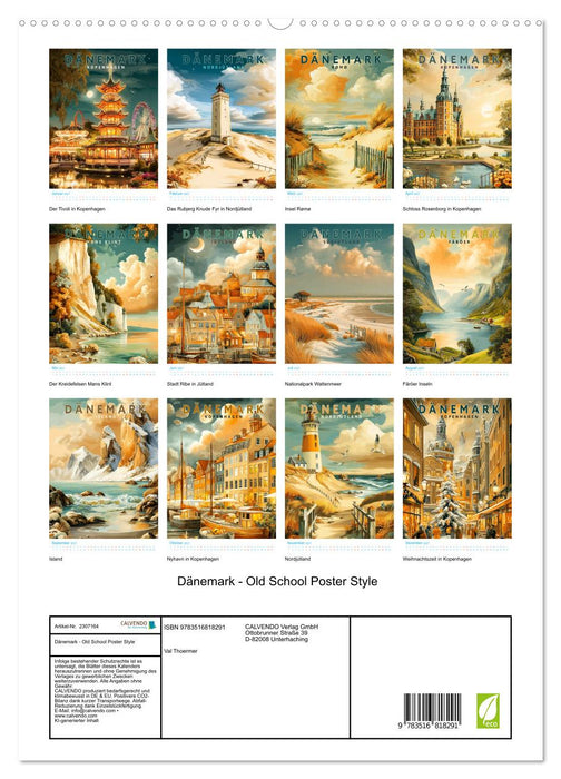 Dänemark - Old School Poster Style (CALVENDO Premium Wandkalender 2027)