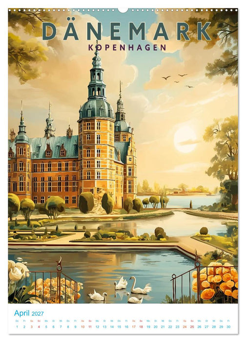 Dänemark - Old School Poster Style (CALVENDO Premium Wandkalender 2027)