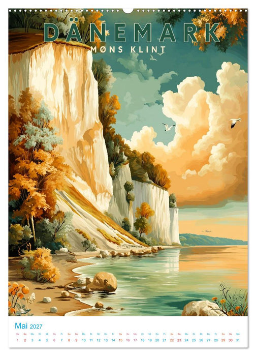 Dänemark - Old School Poster Style (CALVENDO Premium Wandkalender 2027)