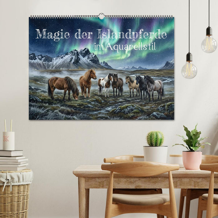 Magie der Islandpferde im Aquarellstil (CALVENDO Wandkalender 2027)