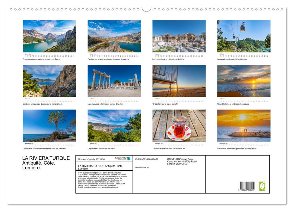 LA RIVIERA TURQUE Antiquité. Côte. Lumière. (CALVENDO Calendrier mensuel 2027)