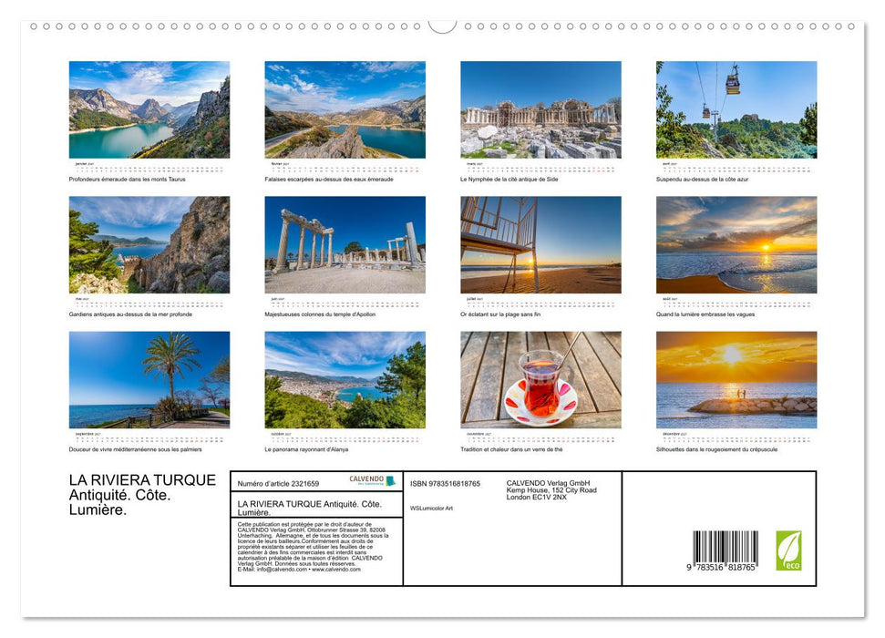 LA RIVIERA TURQUE Antiquité. Côte. Lumière. (CALVENDO Calendrier supérieur 2027)